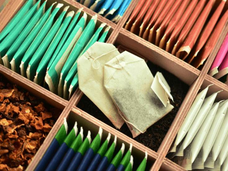 box of tea bags for making homemade hairspray