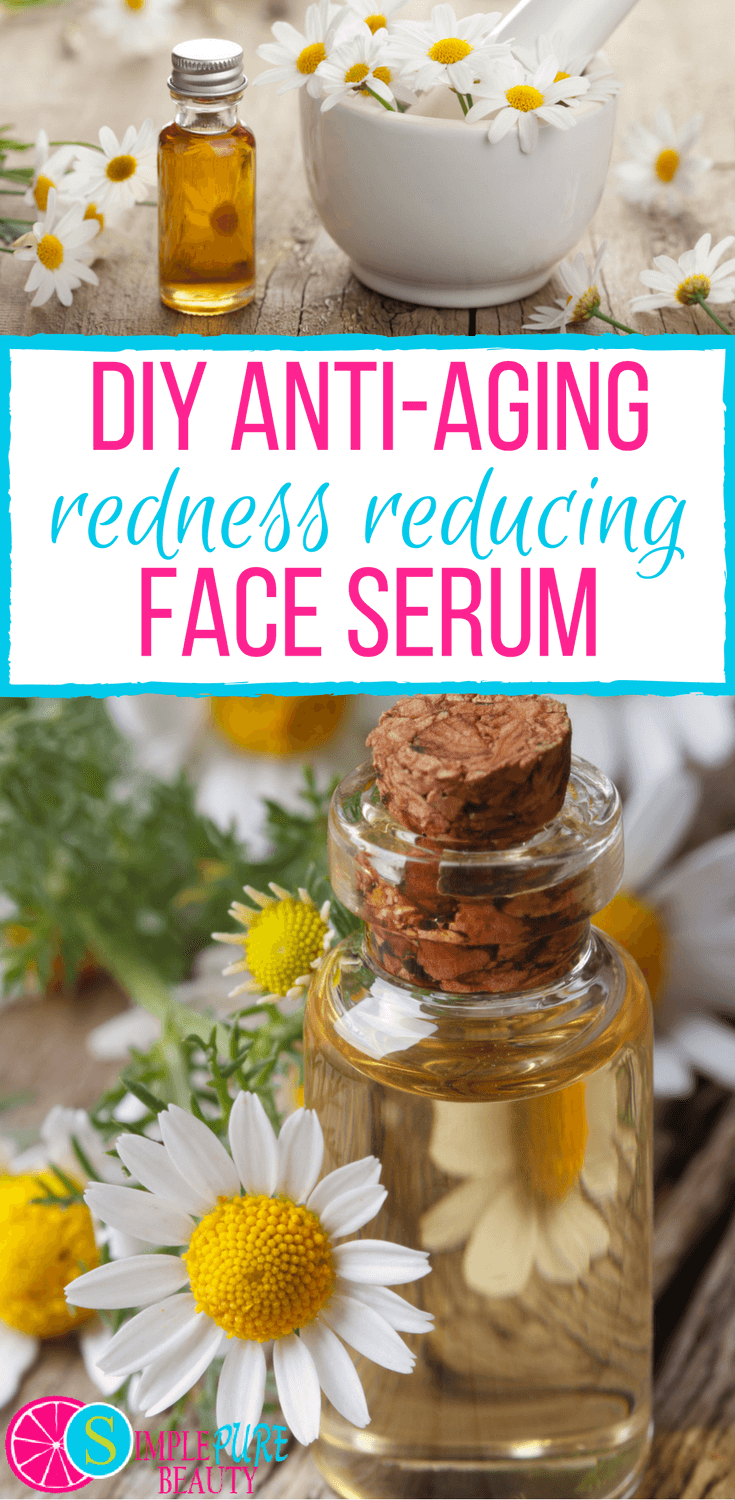Check out this simple, 4-ingredient DIY redness-reducing anti-aging face serum. Whether your skin is mature or suffering from Rosacea, you'll enjoy the benefits of these oils. #antiaging #skincare #essentialoils #serum #homemade #calming