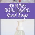 Make this DIY foaming hand soap with three simple ingredients. Once you see how easy it is you won't bother with comparing products in the store. #naturalcleaning #handsoap #essentialoils #soaprecipes #diyproject #greenliving #greencleaning