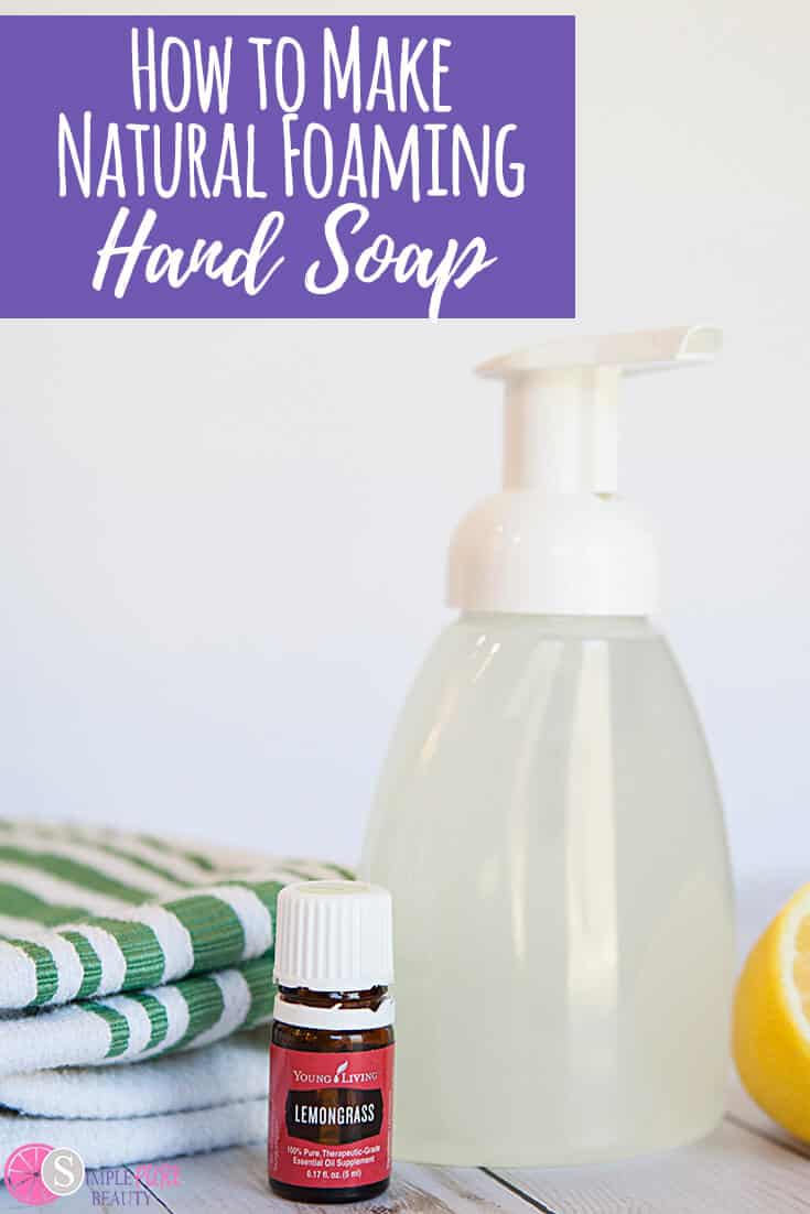 Make this DIY foaming hand soap with three simple ingredients. Once you see how easy it is you won't bother with comparing products in the store. #naturalcleaning #handsoap #essentialoils #soaprecipes #diyproject #greenliving #greencleaning