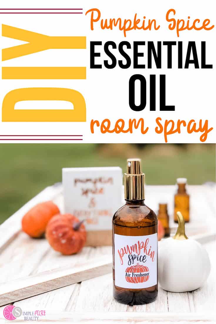 Bottle of diy pumpkin spice essential oil room spray.