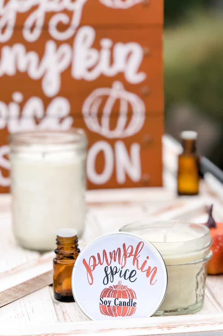 Pumpkin spice homemade candle with essential oils