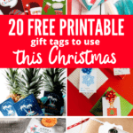 printable gift tag on Christmas gifts