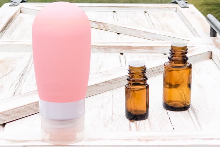 Alcohol free hand sanitizer bottle with essential oils