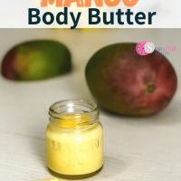 mango and jar of whipped mango body butter