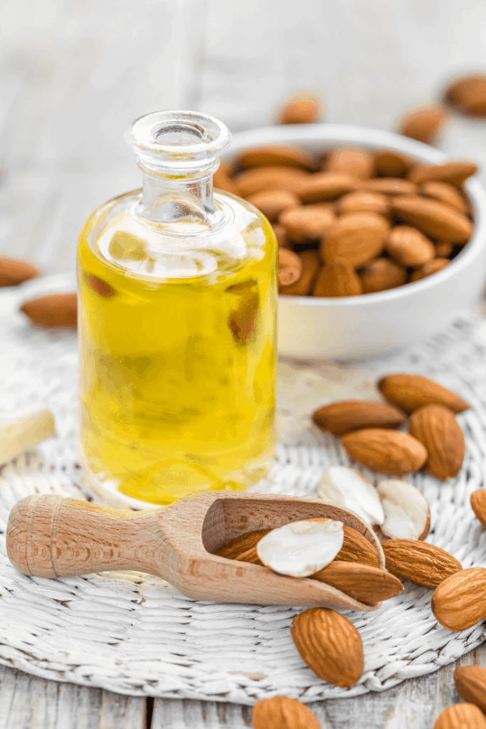 bottle of almond oil for skincare recipes