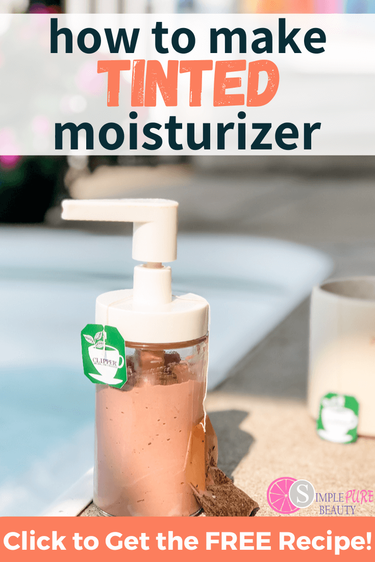 Homemade Black Tea Tinted Bronzing Lotion and cup of black tea with flowers in the background.